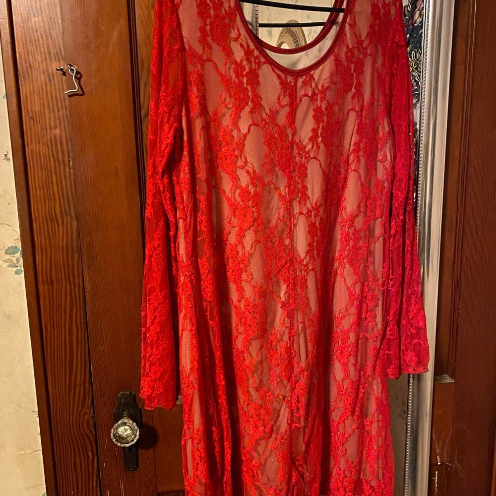 Red Lace Dress Size XL 14-16